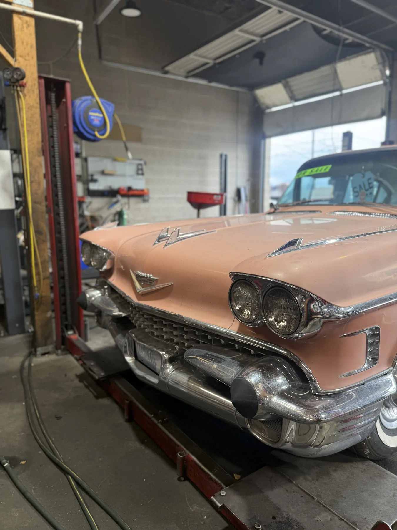 Classic car in a service bay at B3nji's Auto Repair